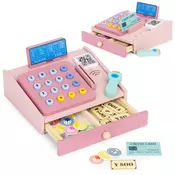 Ecotoys Lesena blagajna 3 leta+, roza