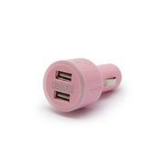 USB avtopolnilec na 2 vtičnici roza