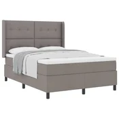 Vidaxl Postelja z vzmetnico z blazino Taupe 200 x 140 cm blago