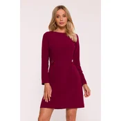 Stylove Womans A-line mini dress with long sleeves - maroon