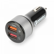 Qualcomm Quick Charge 3.0 Car Charger, 2xUSB (3A/2,4A), black and silver