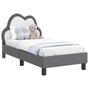 Vidaxl Posteljica za malčke z vzglavjem Svetlo siva 70 x 140 cm PU