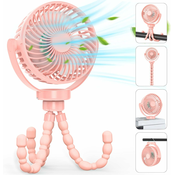 Generic Baby clip-on ventilator, mini namizni viseči ventilator z baterijo za ponovno polnjenje osebni ventilator,, (21132630)