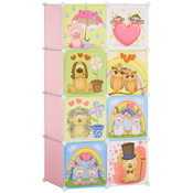 HOMCOM HOMCOM Modularna notranja omara za čevlje z živalskimi vzorci, 8 kock iz PP plastike in jekla 35x45x35cm, 74x47x144cm, roza, (20746073)