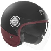 Otvorena motociklisticka kaciga NOX PREMIUM Heritage mat crna s crvenom kožom