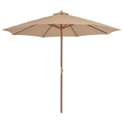 Vidaxl Zunanji senčnik z lesenim drogom 300 cm taupe barve