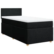Vidaxl Box spring postelja z vzmetnico črna 90x200 cm blago