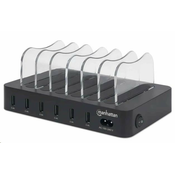 Manhattan polnilna postaja USB, 6-portna polnilna postaja USB, USB-A, črna