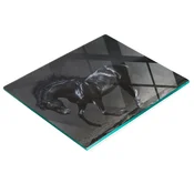 shumee Dekorativna kuhinjska deska za rezanje iz kaljenega stekla Črni konj 60x52 cm