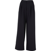Womens trousers with ultra-wide pleated front black