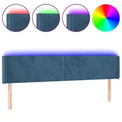 Vidaxl LED posteljno vzglavje temno modro 163x16x78/88 cm žamet