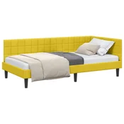 Vidaxl Kotna postelja z vzglavjem Rumena 90 cm x 200 cm Žamet