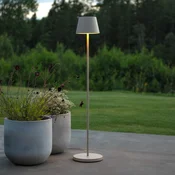 Konstsmide LED-akumulatorska stoječa svetilka Pomezia, peščena barva, 124 cm, IP54, USB - Dnevna soba/jedilnica - Sodobni - peščene barve - Aluminij