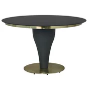 Casa Padrino luxury dining table black/gold A� 110 x H. 75 cm - Round kitchen table with glass top - Dining room furniture - Luxury furniture - Luxury furnishings