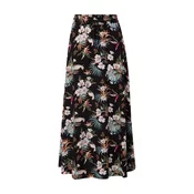 Womens viscose midi skirt black tropical
