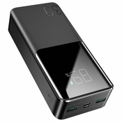 Power bank Hextech - prijenosna baterija s PD/QC 3.0 standardom punjenja 22.5W i izlazima za punjenje USB-A i USB-C za istovermeno punjenje tri uredaja - 30000 mAh - crni