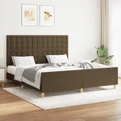 Greatstore Posteljni okvir z vzglavjem temno rjav 140x200 cm blago