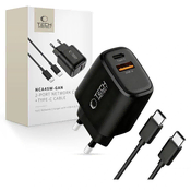 slomart Omrežni polnilnik Tech-Protect NCA45W-GAN 2-vratni 45W s kablom USB-C - črn