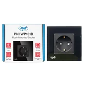PNI vgradna vtičnica WP101B, s steklenim okvirjem, 16A, 3700W, 230V, črna