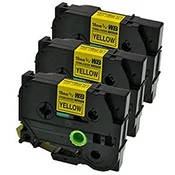 Komplet Brother TZe-S641/TZ-S641/PT/P-Touch 18mm, močnejše lepilo (strong adhesive), kompatibilni trakovi (3) - črn izpis/rumen trak