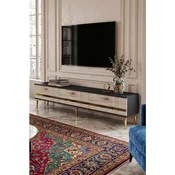 Hanah Home TV komoda Ilay, 180 cm, antracit / travertin / zlatna