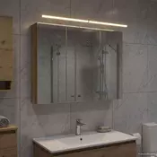 vidaXL Kopalniška ogledalna omara z LED lučmi Oreh 100 x 14,5 x 70 cm