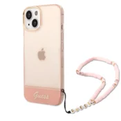 GUESS GUHCP14SHGCOHP za iPhone 14 6.1 - roza silikonski ovitek s perla zapestnico