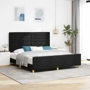 Vidaxl Konstrukcija postelje z vzglavjem Črna 180 x 200 cm blago