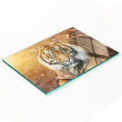 shumee Dekorativna steklena deska za rezanje in serviranje Bengalski tiger 80x52 cm