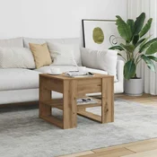 vidaXL Klubska mizica artisan hrast 55,5x55x45 cm inženirski les