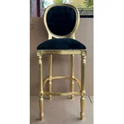 Casa Padrino baroque bar chair black/gold - Magnificent baroque style solid wood bar stool with elegant velvet fabric - Baroque bar furniture