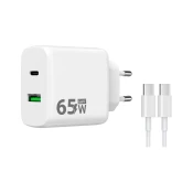 Winner Group - Adapter za hitro polnjenje 2xUSB PD 65W + USB kabel USB-C/USB-C 1m
