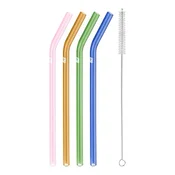 4-piece colored straw set, borosilicate glass, 23 cm, Sorrento - Zwi