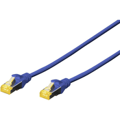 Digitus LAN (RJ45) Omrežni Priključni kabel CAT 6a S/FTP [1x Moški konektor RJ45 - 1x Moški konektor RJ45] 7 m Modra Brez halogena, Zvit