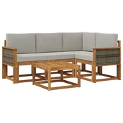 Set vanjskih sofa 5 kom. Prirodna i svjetlosiva Poliester
