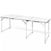 VIDAXL zložljiva aluminijasta miza za kampiranje z nastavljivo višino (180x60cm)