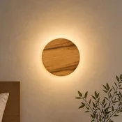 Elobra LED-stenna svetilka Havana S, hrastov les/kovina, O 19 cm, IP44 - Kopalnica - les, črna