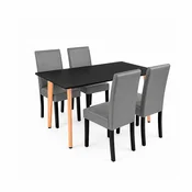 Verona 120 jedilni komplet 4+1, črno-siva