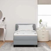 vidaXL Postelja z vzmetnico z vzglavjem Svetlo siva 80 x 200 cm blago