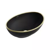 Mexen Elza umivalnik nad pultom 40 x 33 cm, črno mat/zlati rob - 21014025