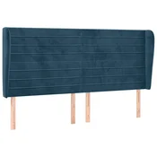 Vidaxl Vzglavje z ušesi temno modra 163x23x118/128 cm žamet