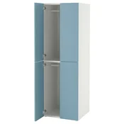 SMASTAD/PLATSA Garderobna omara, bela modra/z 2 obešalnima drogovoma, 60x57x181 cm
