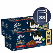 FELIX TASTY SHREDS Multipack - s piščancem/govedino/raco/korenčkom v soku 88 x 80 g