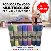 Blazina za yogo multicolor TPE - Latex & PVC Free - vijolična