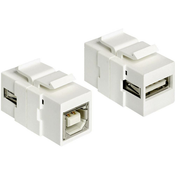 USB-adapter, ženski konektor USB 2.0 tipa A/ženski konektorUSB 2.0 tipa B, bele barve