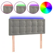 Vidaxl LED posteljno vzglavje svetlo sivo 80x5x78/88 cm žamet