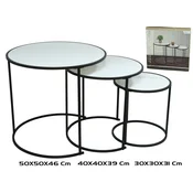 Set 3 stočića Marble, dia. 50/40/30 cm, Beli