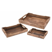 Excellent Houseware Pladenj 39x25,5x5cm mangov les, ročaj iz vrvi