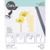 SIZZIX Plastična šablona - Rože 4 kosi