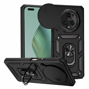 Oklepni ovitek MaX-Armor z obročem, kovinsko ploščico in zaščito zadnjih kamer za Honor Magic5 Pro 5G - army black